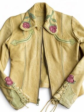 Vintage East West Musical Leather Jacket Floral 1970 Original Owner Rare